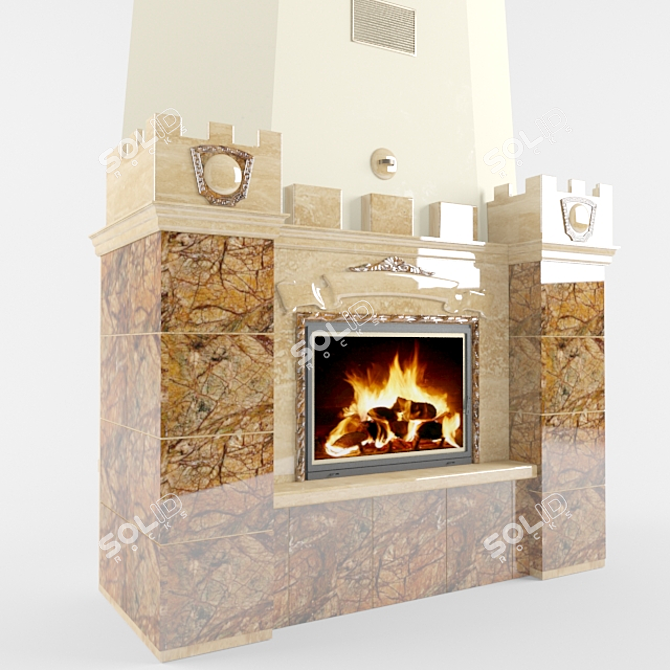 Hunting Lodge Fireplace 3D model image 2