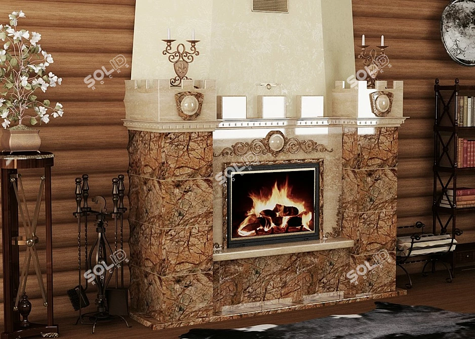 Hunting Lodge Fireplace 3D model image 3