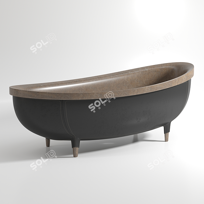 Luxury Leather-Covered Stone Bath 3D model image 1