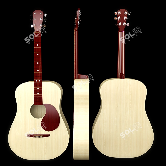 Authentic Acoustic Guitar 3D model image 1