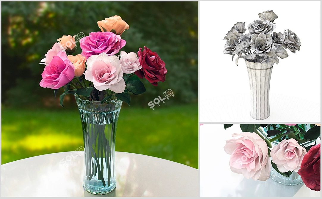 Eternal Love: Rose Bouquet 3D model image 2