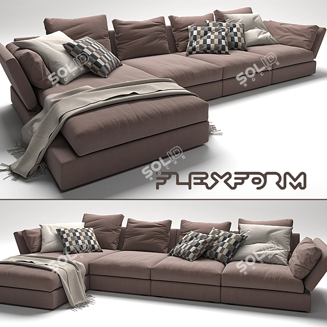 Flexform Sunny: Stylish and Spacious Sofa 3D model image 1