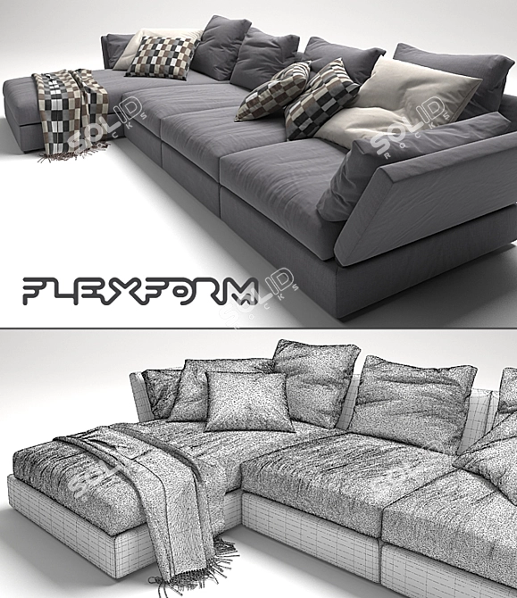Flexform Sunny: Stylish and Spacious Sofa 3D model image 3