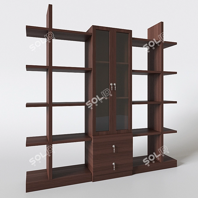 Sleek Wood Bookshelf 3D model image 1