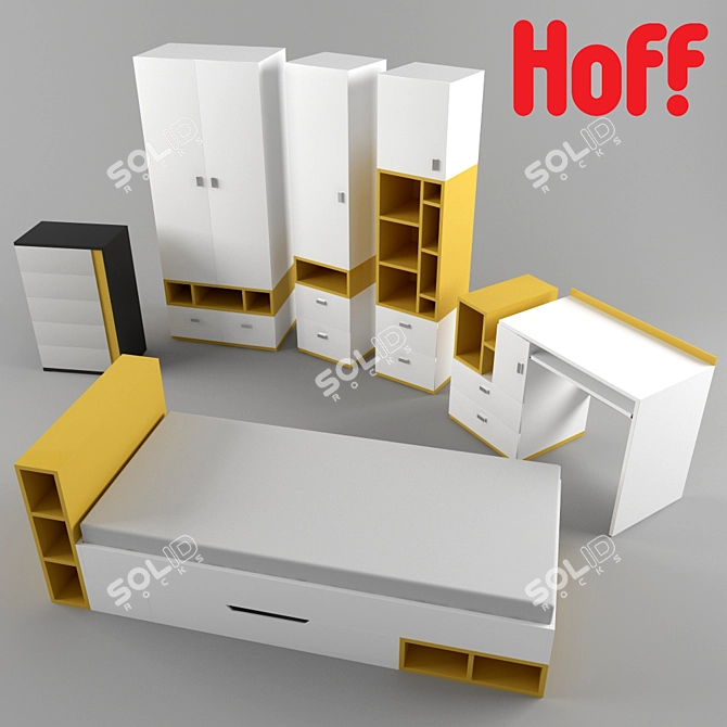 Mobi Furniture Collection & Graphic Kids' Dresser 3D model image 1