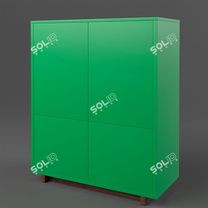 Green 2-Drawer Cabinet | 90x40x107 cm, IKEA Stockholm 3D model image 1
