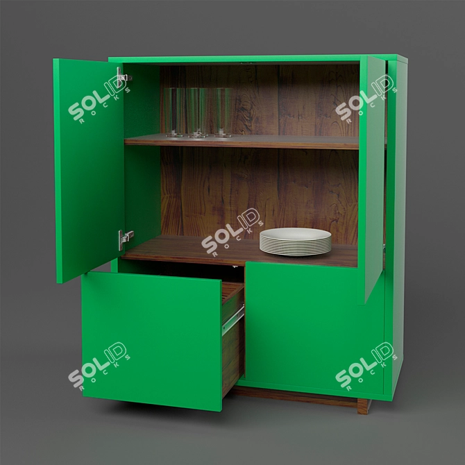 Green 2-Drawer Cabinet | 90x40x107 cm, IKEA Stockholm 3D model image 2