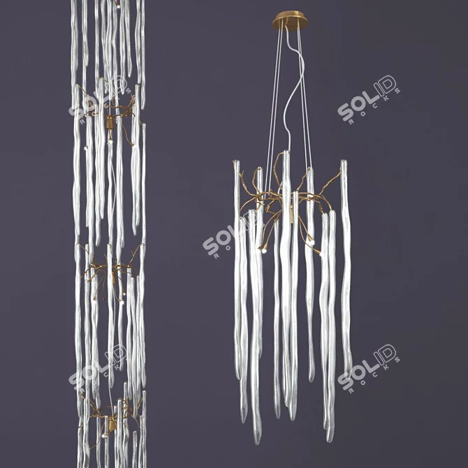 Elegant Metal and Glass Serip Lamp 3D model image 1