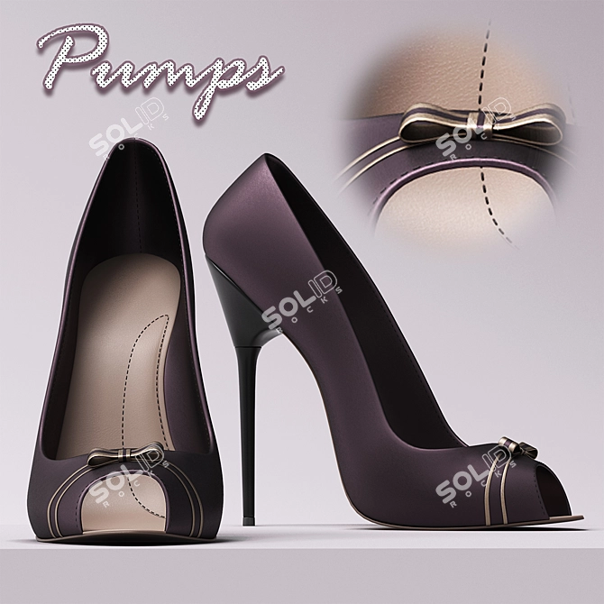 Stylish Heeled Women's Shoes 3D model image 1