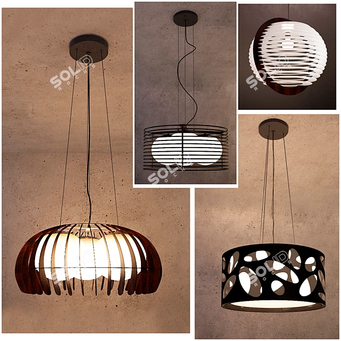 Modern Pendant Fixture Collection 3D model image 1