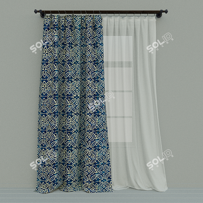  Stylish Patterned Blind: Enhance Your Window Décor 3D model image 1