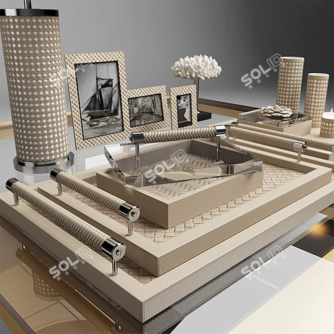 Riviere Set: Lamp, Frames, Coral, Trays, Boxes, Vases, Candle Holder, Eichholtz Coffee Table 3D model image 2