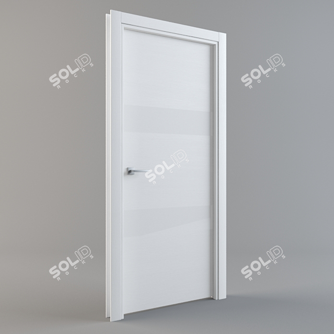 Elegant White Glass Door 3D model image 1