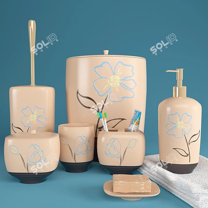 Ansan Bathroom Decor Set 3D model image 1