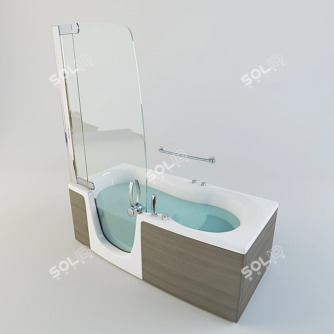 Luxury Corner Hydro Massage Bathtub 3D model image 1