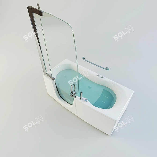 Luxury Corner Hydro Massage Bathtub 3D model image 2