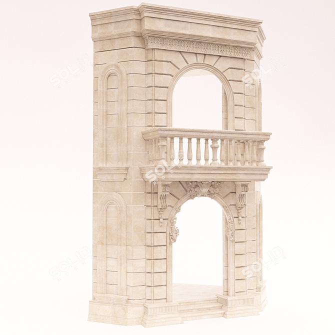 Elegant Heritage Entrance Gate 3D model image 1