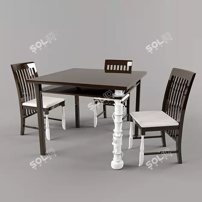 Minimalistic Table Set 3D model image 1