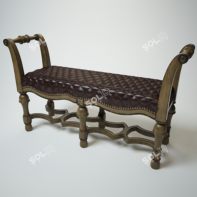 VINITERRA Wooden Bench 163x47x97 cm 3D model image 1