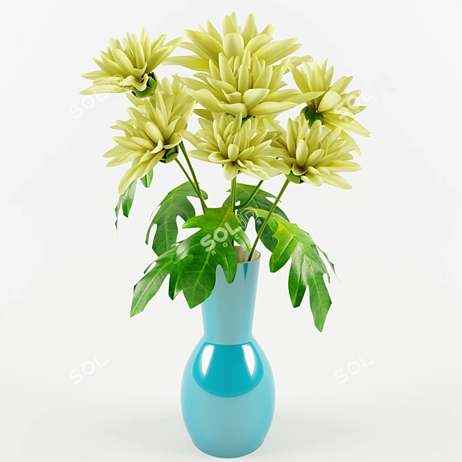 Radiant Chrysanthemum Bouquet 3D model image 2