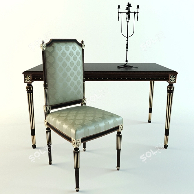 Elegant Writing Desk Set 3D model image 1