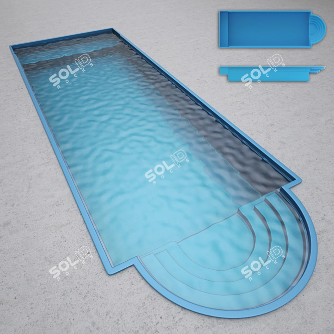 Composite Pool 11.5 x 4m: Deep & Durable 3D model image 1
