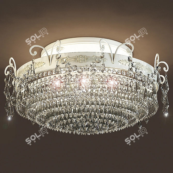 Elegant Ivory Chandelier with 8 Crystal Lights 3D model image 1