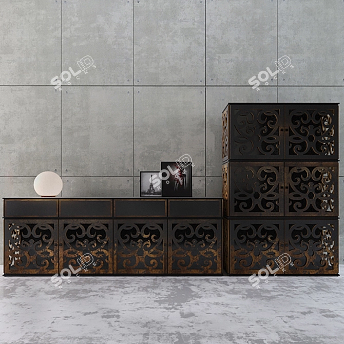 Elegant Tonin Casa Sideboard & Showcase 3D model image 1