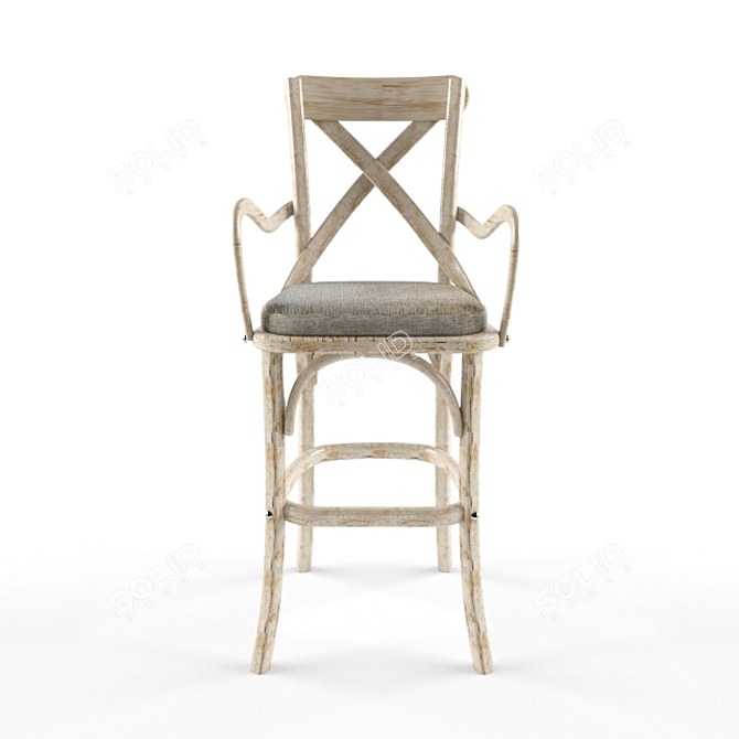 Modern Steel Bar Stool 3D model image 1