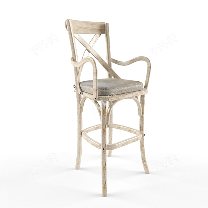 Modern Steel Bar Stool 3D model image 2