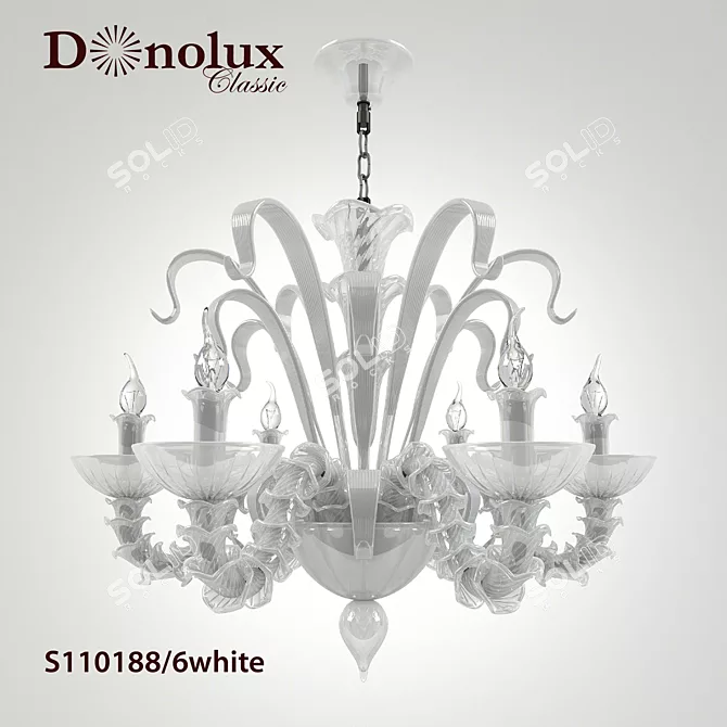 Dazzling White Glass Chandelier 3D model image 1