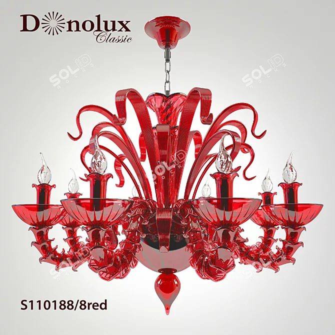Red Glass Chandelier - Donolux S110188/8red 3D model image 1