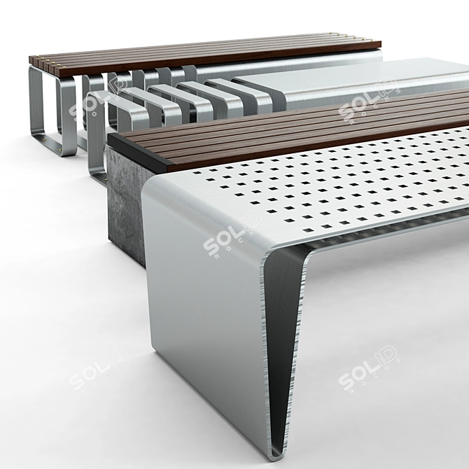 Modern Outdoor Benches 3D model image 2