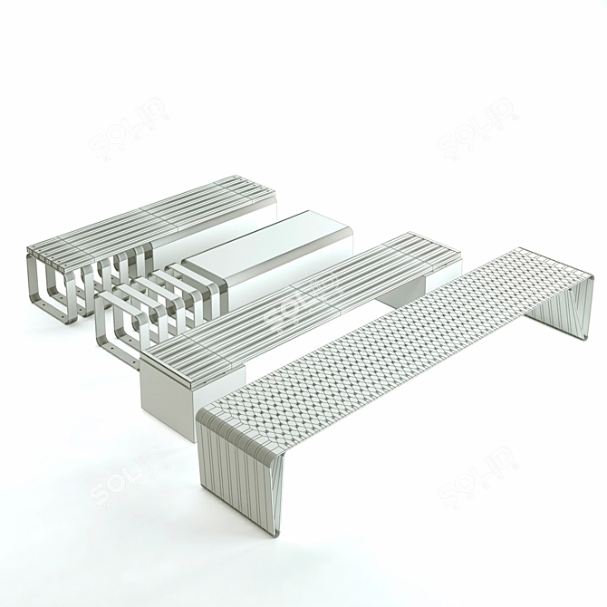 Modern Outdoor Benches 3D model image 3