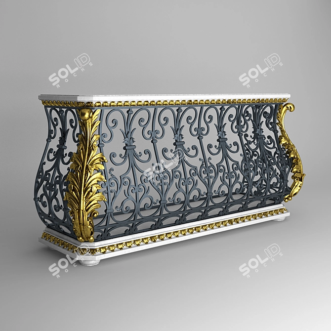 Vintage Wrought Iron Console 3D model image 1