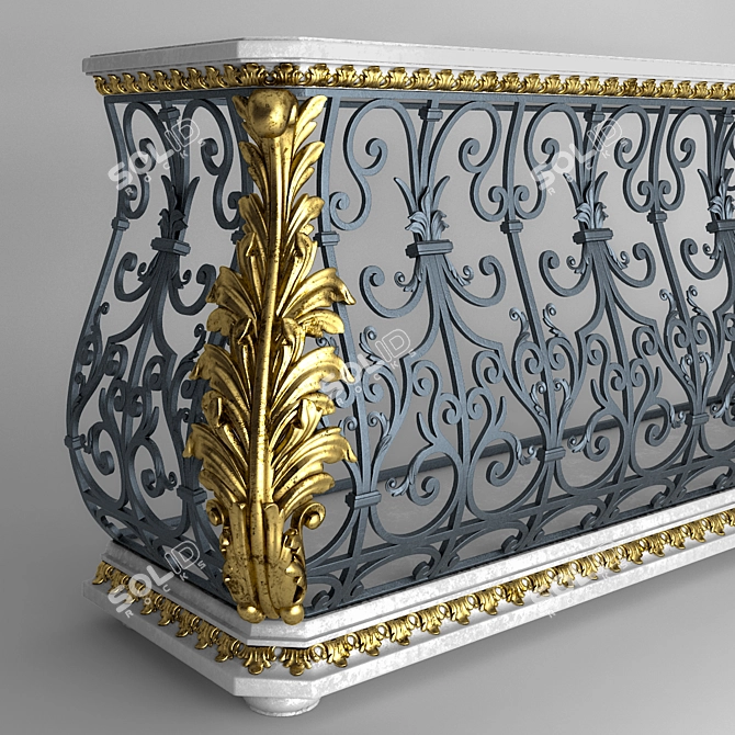 Vintage Wrought Iron Console 3D model image 2