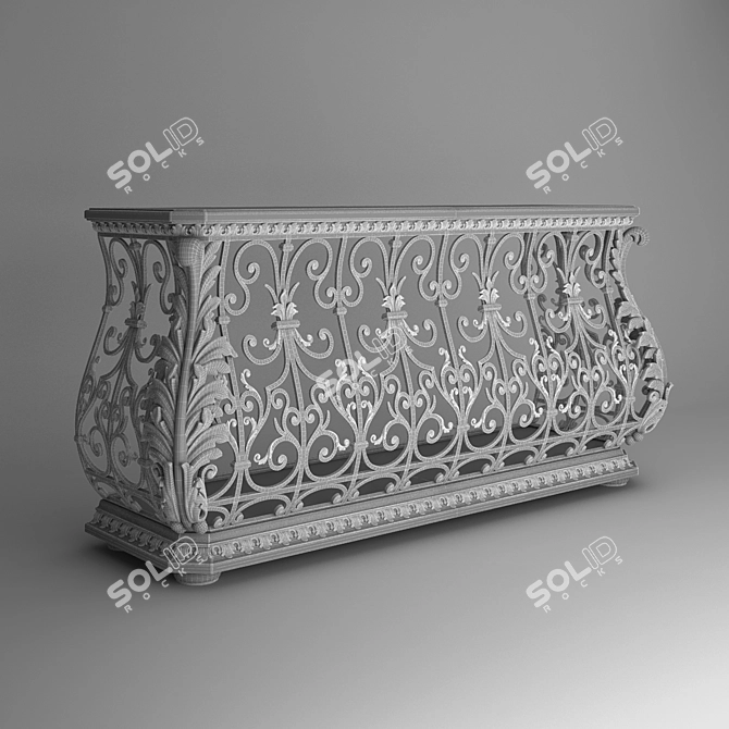 Vintage Wrought Iron Console 3D model image 3