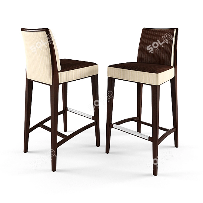 Newport Barstool - Modern Design, Brown & Ivory 3D model image 1