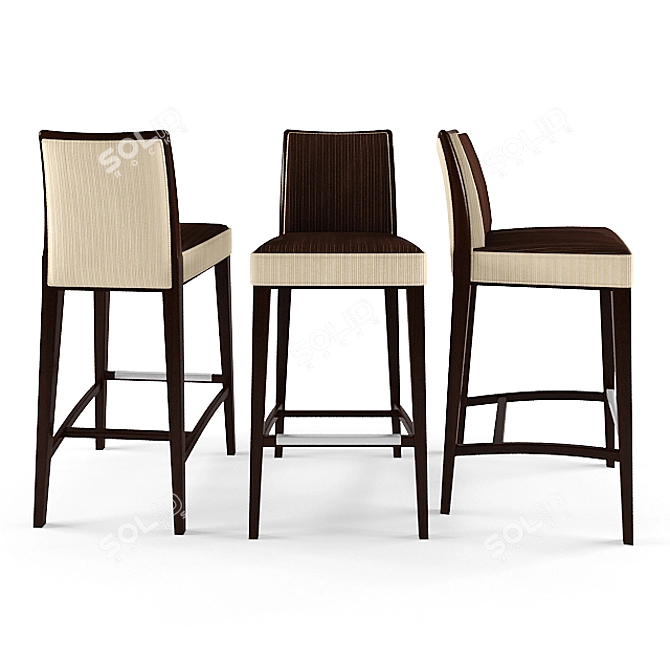 Newport Barstool - Modern Design, Brown & Ivory 3D model image 2