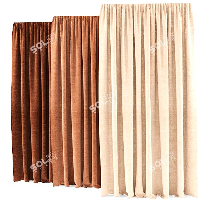 Chic Chocolate Curtains 3D model image 1