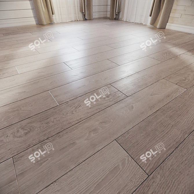 Modern Gray Oak Parquet Flooring 3D model image 1