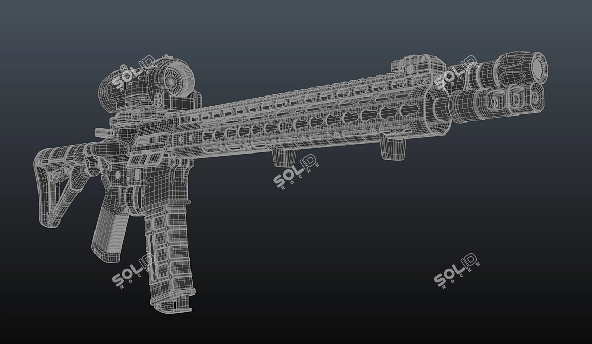 Custom AR-15: Precision Weapon Bundle 3D model image 2