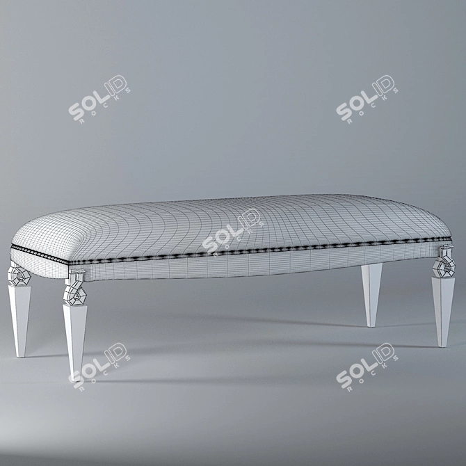 Graceful Bench with Carved Nuggets 3D model image 2