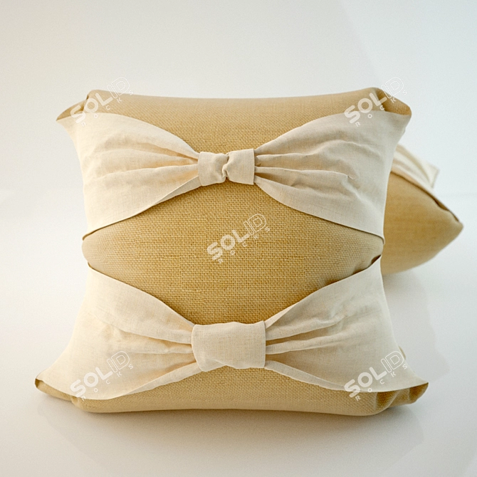 Title: Bow Embellished Linen Pillow 3D model image 1