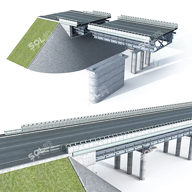 Dual Support Motor-Road Bridge 3D model image 1