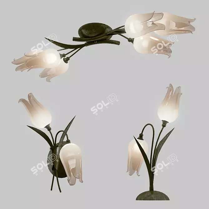 Elegant Tulip Lighting Set 3D model image 1