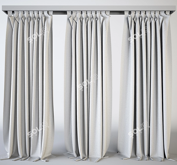 Elegant Triple-Panel Blinds 3D model image 2