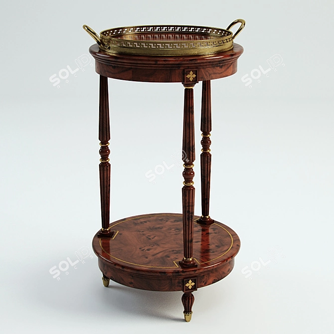 Elegant Mahogany & Brass Side Table 3D model image 1