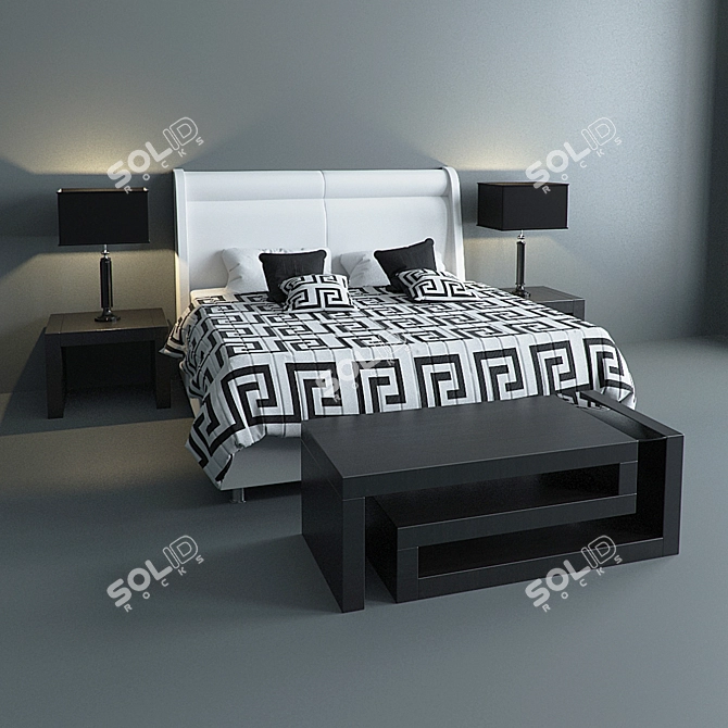 Luxury Versace Bed Set - Complete Bedroom Collection 3D model image 1