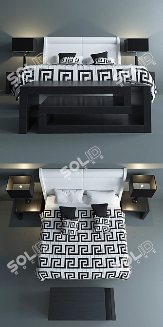 Luxury Versace Bed Set - Complete Bedroom Collection 3D model image 3